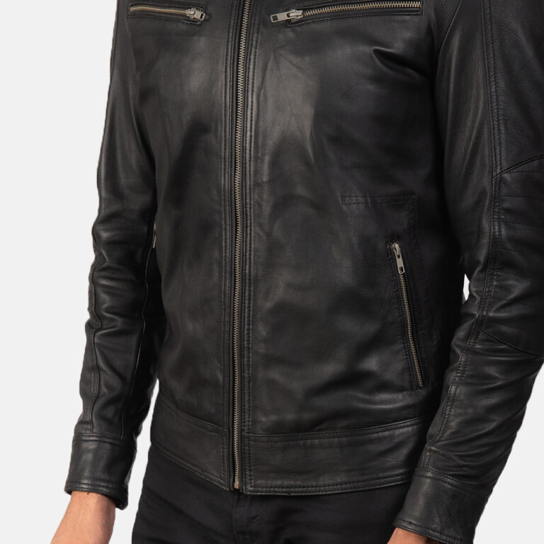 Mens Mack Black Leather Biker Jacket6011-9-1568631580513
